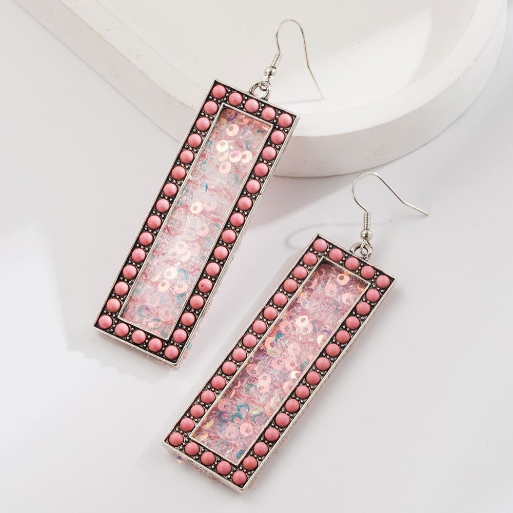 Wholesale Western leopard print leather earrings set with diamonds